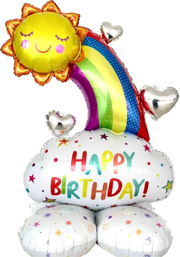 Ballon en plastique debout, soleil avec arc-en-ciel Happy Image du produit 