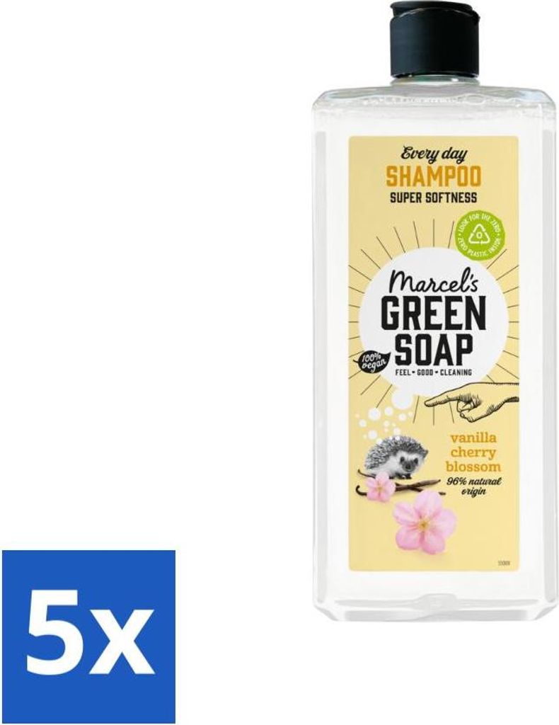 Marcel's Green Soap - Every Day Shampoo - Vanille & Kirschblüte - Stärkt & Pflegt - 300 ml - Vorteilspack - 5 Stücke