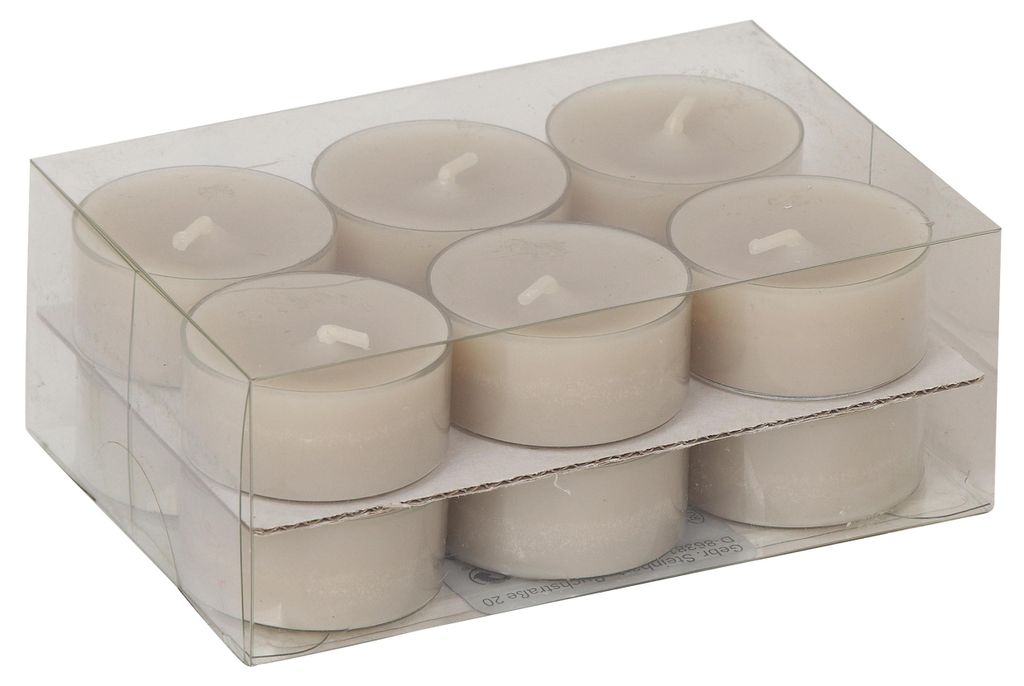 Teelichter in Kunststoffhülle Taupe 18/38mm, 12er-Pack Produktbild 