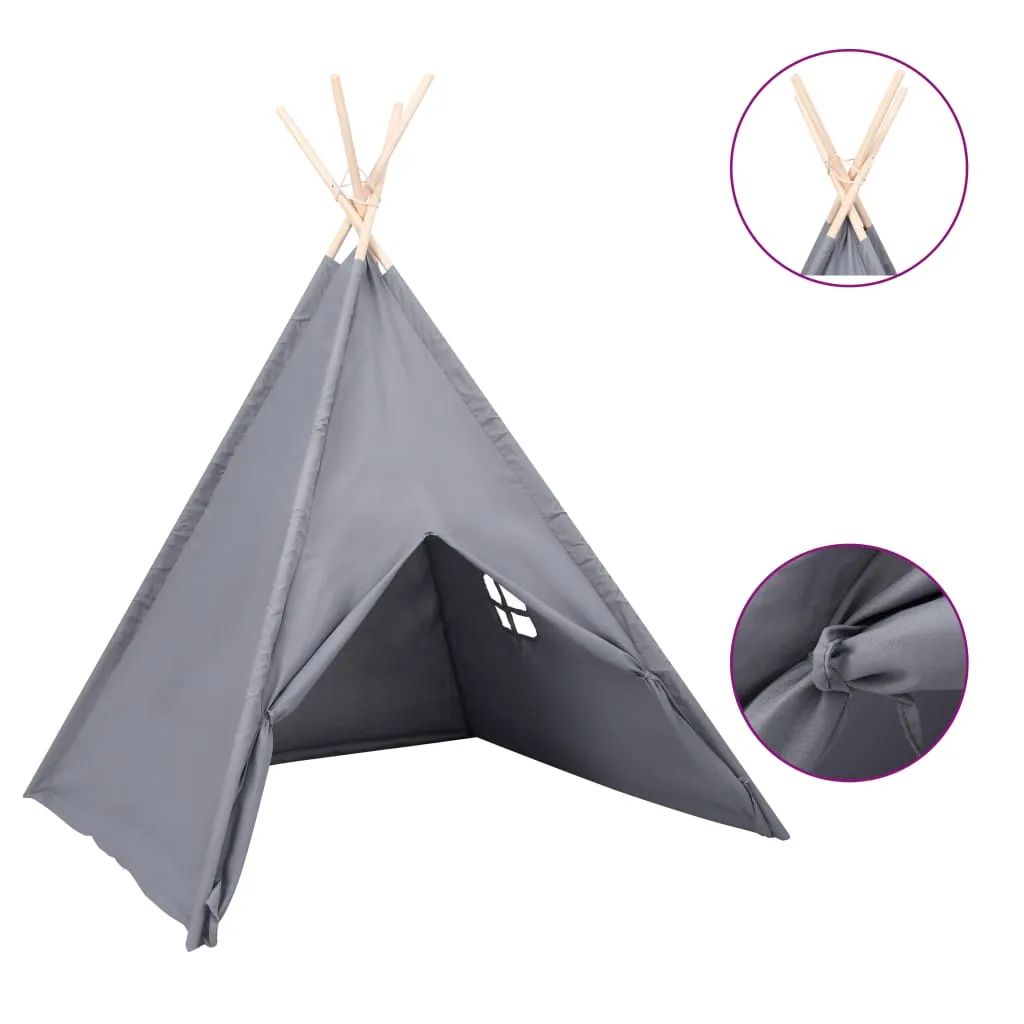 Tipi de Lecture pour Chambre Enfant Gris 120x120 cm en Tissu avec Sac