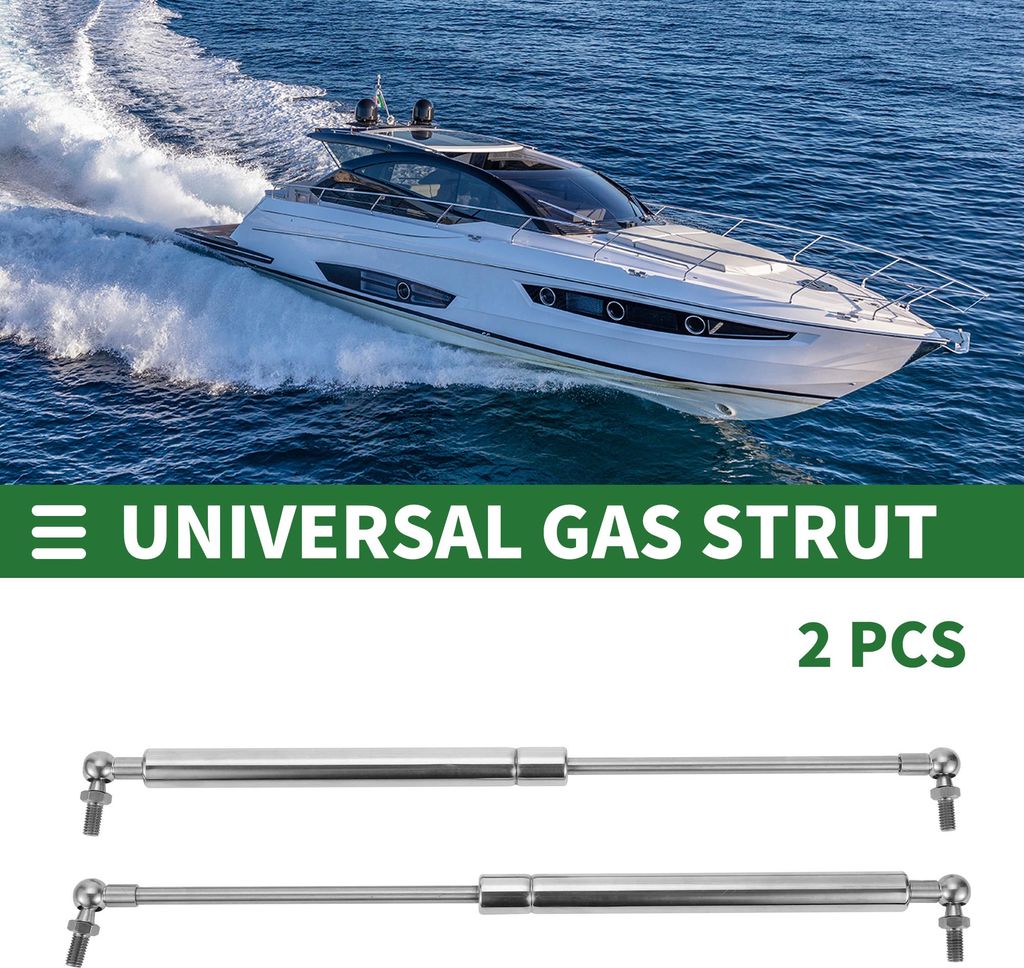 Universelle Edelstahl-Aufzugstützen Gasfeder für Boot Marine Luke Abdeckung Aufbewahrung Deckel Abdeckung 15 Zoll / 380 mm 35 Pfund / 160N / 16 k...
