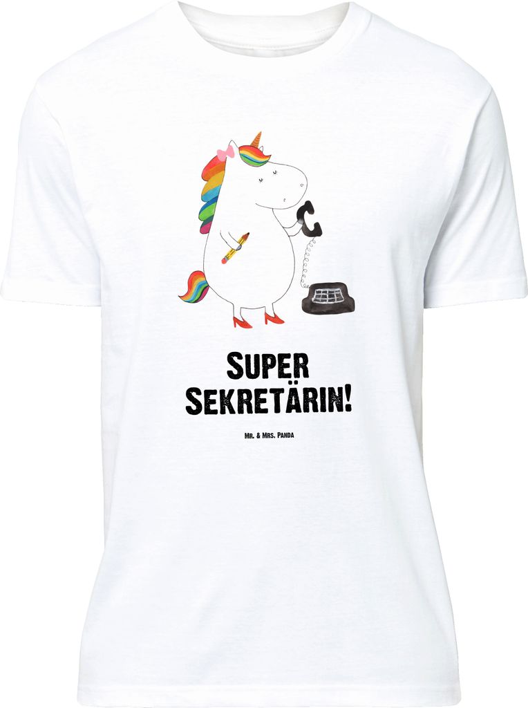 Mr. & Mrs. Panda Größe L T-Shirt Einhorn Sekretärin - Weiß - Geschenk, mit Spruch, Steuerkanzlei, Bürohilfe, Einhörner, Tshirt, Unicorn, Shirt