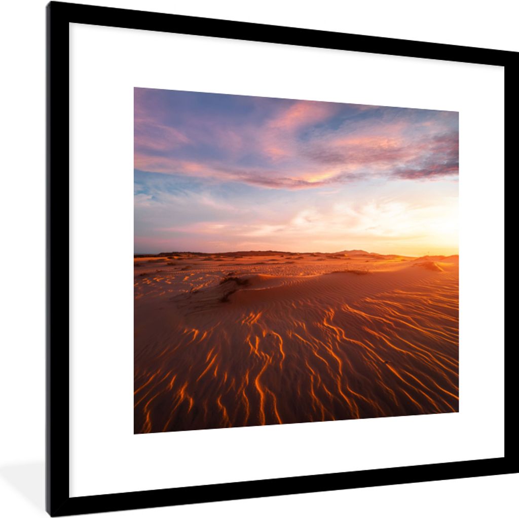 MuchoWow Gerahmtes Poster Sand - Landschaft - Himmel - Wüste 40x40 cm - Poster mit Schwarzem Bilderrahmen Wandposter Rahmen Foto Bilder - Poster...