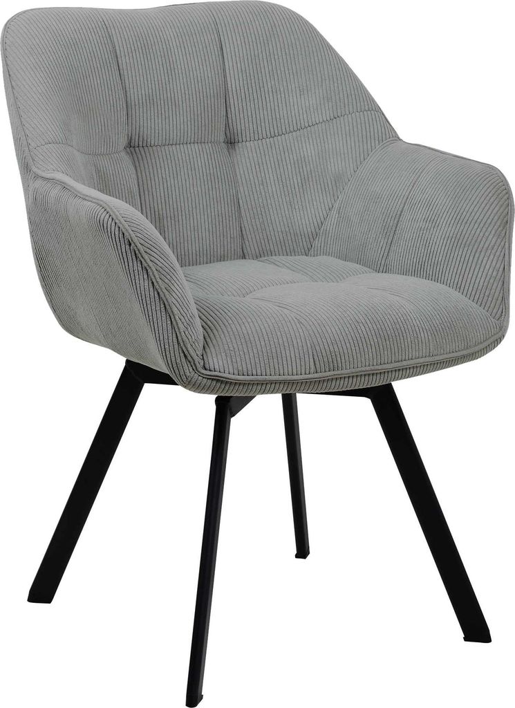 Esszimmerstuhl MATOR - Cord Grau 60x59x81 cm | Essstühle Esszimmerstühle Küchenstühle Wohnzimmerstühle