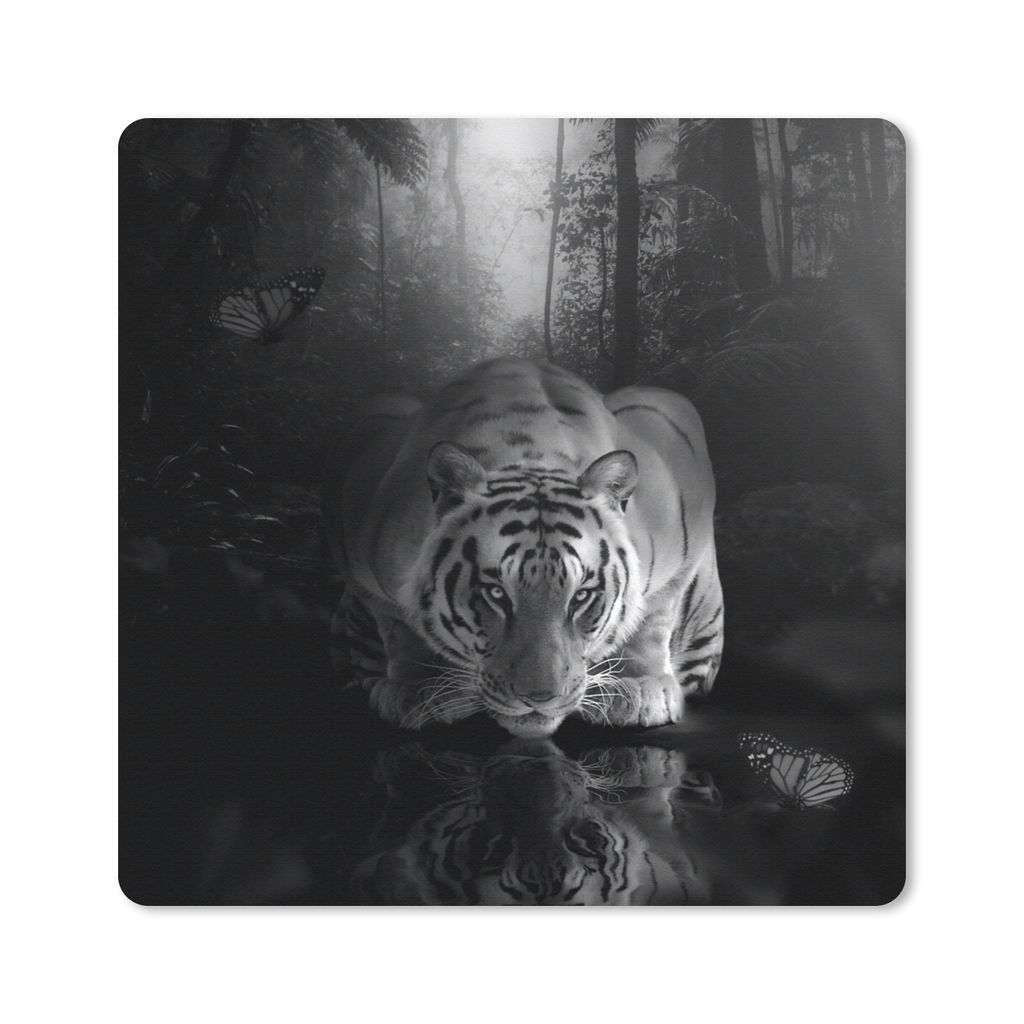 MuchoWow Mauspad Mousepad Tiere - Schmetterling - Tiger - Schwarz - Weiß 30x30 cm - Mousepads - Maus Mat - Pad - Mausunterlage - Gaming