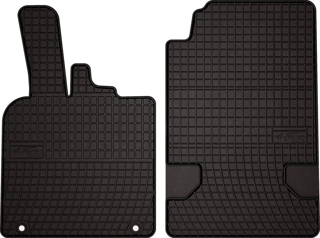 Gummifußmatten passend für Smart ForTwo II (Schrägheck, Bj. 2007-2014) – schwarz, passgenau, mit Befestigungen set 2 Stk. - Gummi-Automatten