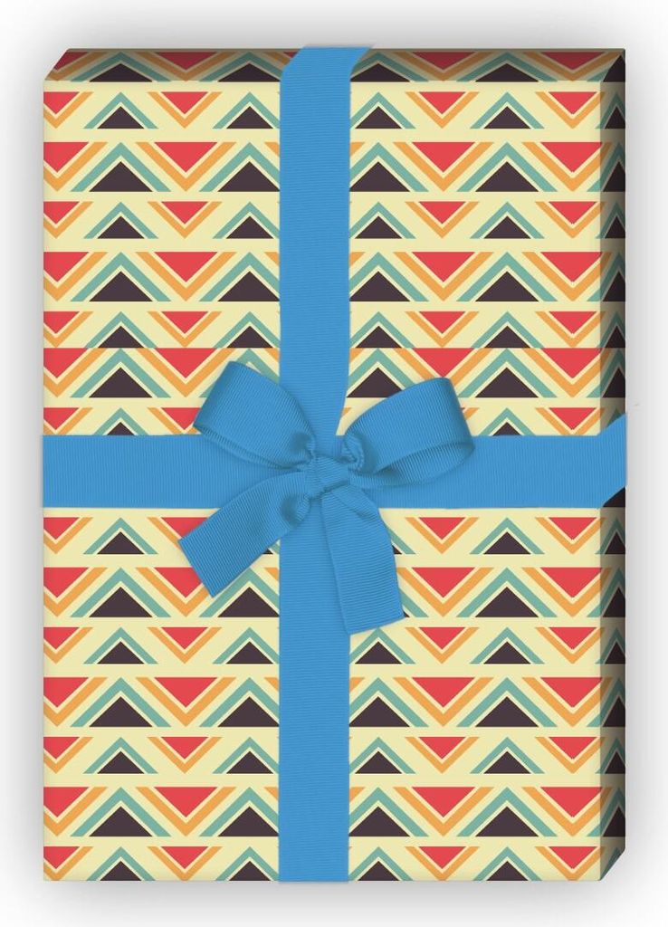 Ethno Geschenkpapier für liebevolle Geschenke im Streifen Dreiecken - G8345, 32 x 48cm