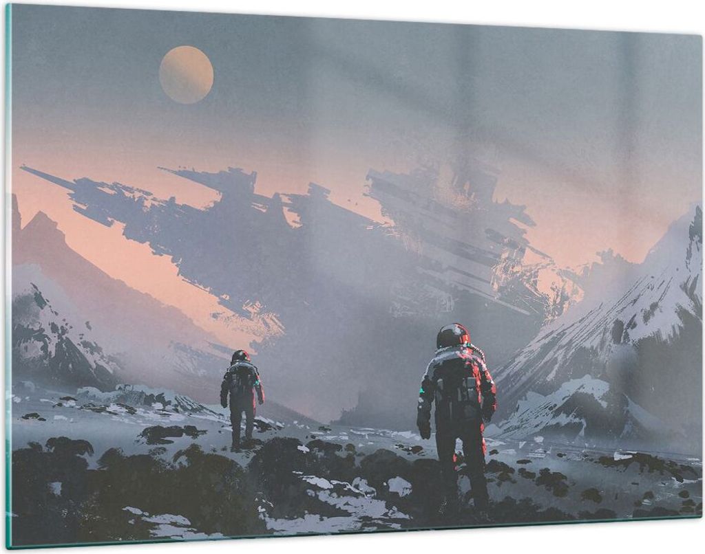 Bilder auf glas - Kosmos Planet - 120x80cm - Glasbilder - Wandbilder - Kunstdruck - zum Aufhängen bereit - Wanddekoration aus Glas - Glas Bilder -...