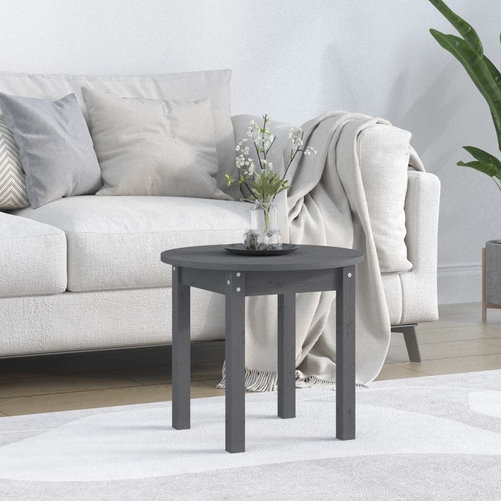 Maison Exclusive - Couchtisch Grau Ø 45x40 cm Massivholz Kiefer