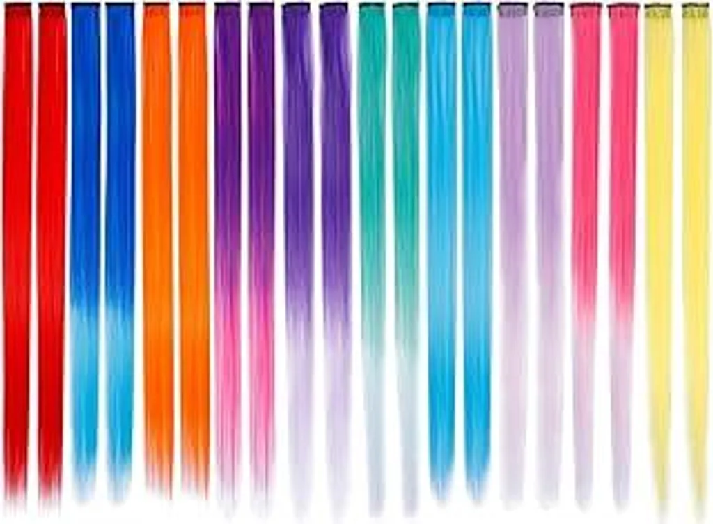 20 Extension Capelli Colorate Clip 55cm - Ciocche Capelli Veri Cosplay