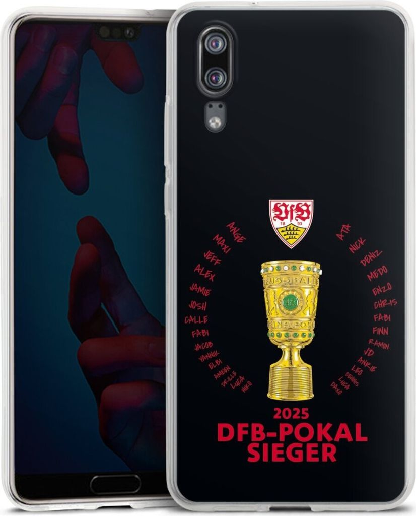 DeinDesign Handyhülle für Huawei P20 Silikon Hülle Case Smartphone Schutzhülle Offizielles Lizenzprodukt Pokal VfB Stuttgart