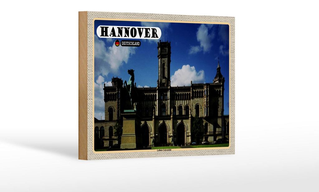 Holzschild Städte Hannover Leibniz Universität 18x12 cm Dekoration