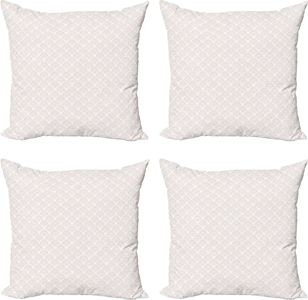 ABAKUHAUS Damast Kissenbezug Set (4 Stück), Simplistic Königs, Moderner Doppelseitiger Digitaldruck, 45 cm x 45 cm, Pale Eggshell und Weiß