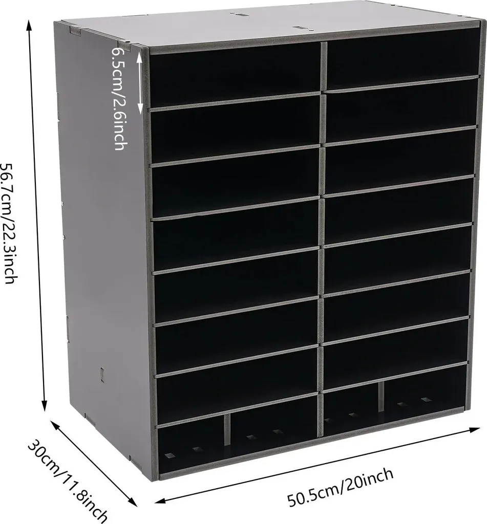 Rangement courrier 16 compartiments modulable noir en bois format A4 - 2