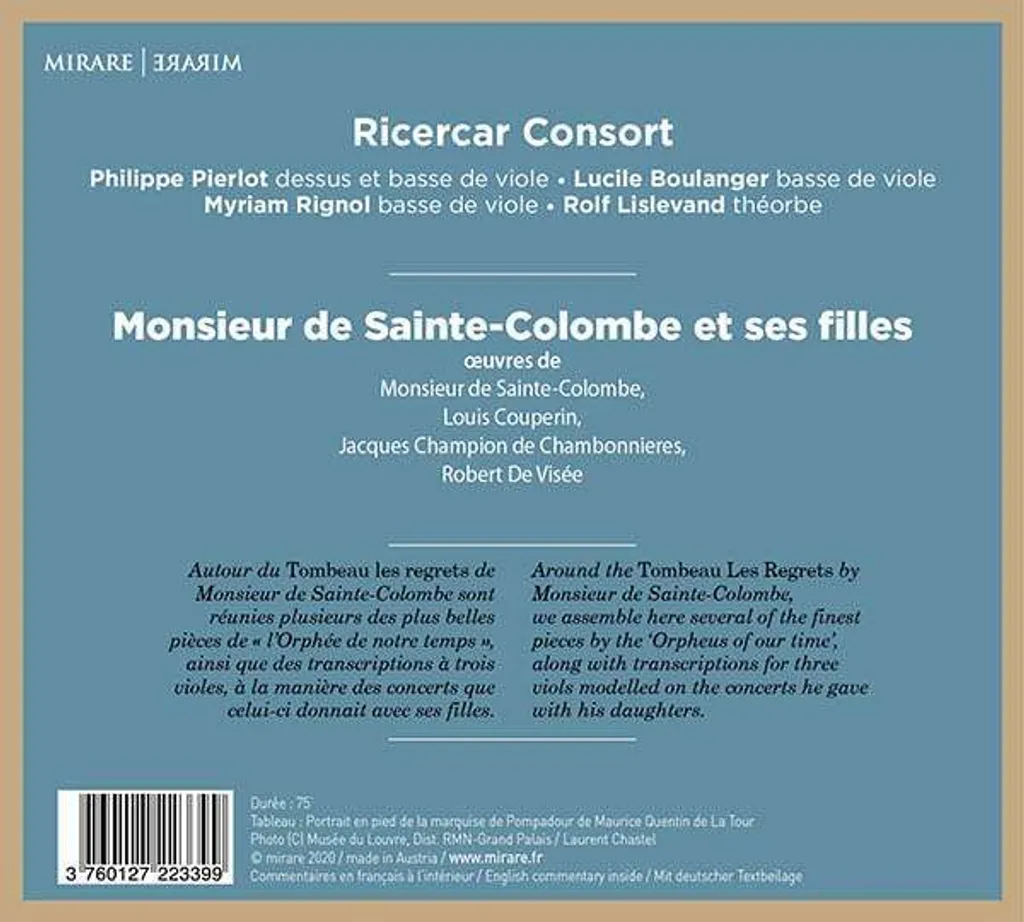 CD Sainte-Colombe Ricercar Consort interprétation historique viole