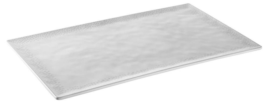 APS 85326 GN 1/2 Tablett FOOTMARK - Melamin, 32,5 x 26,5 cm, weiß/grau, GN System, spülmaschinengeeignet