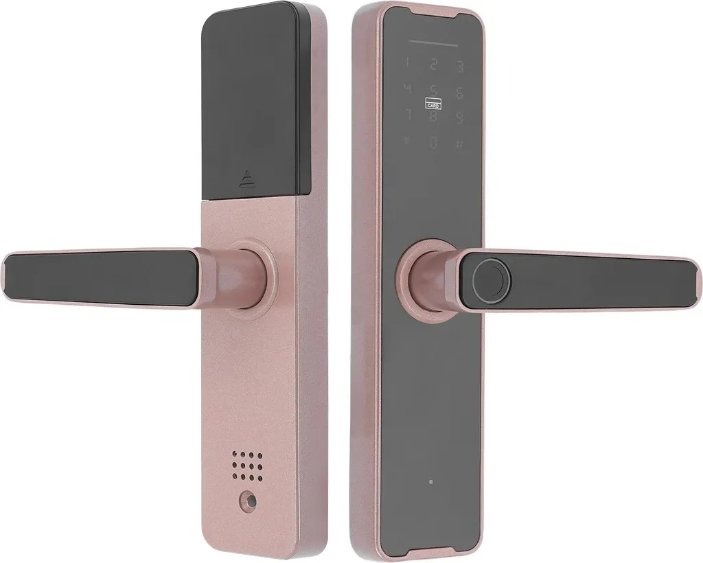 Serrure de porte connectée WiFi Or rose pour accès sans clé sécurisé