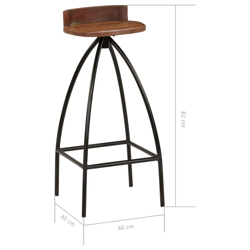Tabouret de Bar Stable et Robuste en Bois Massif de Récupération - 2 Pcs - 9