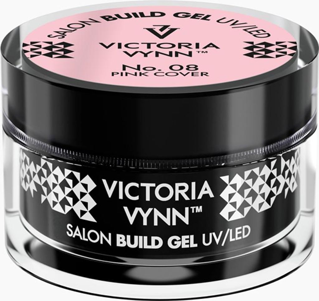 A studio shot of a jar of Victoria Vynn Salon Build Gel UV/LED in Pink Cover.