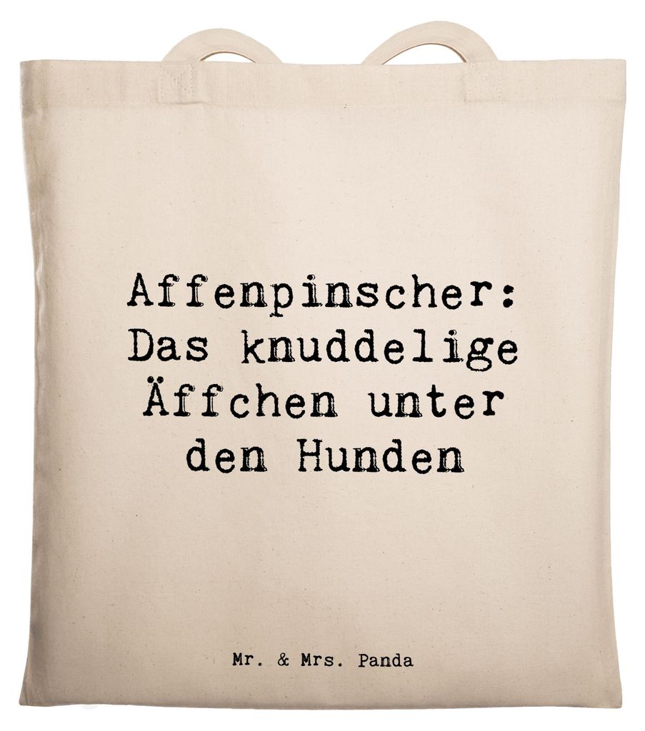 Mr. & Mrs. Panda Tote Bag Spruch Affenpinscher Äffchen - Transparent - Geschenk, Hunderassen, liebevoll, Shopping Tasche, kleiner Hund, charismati...
