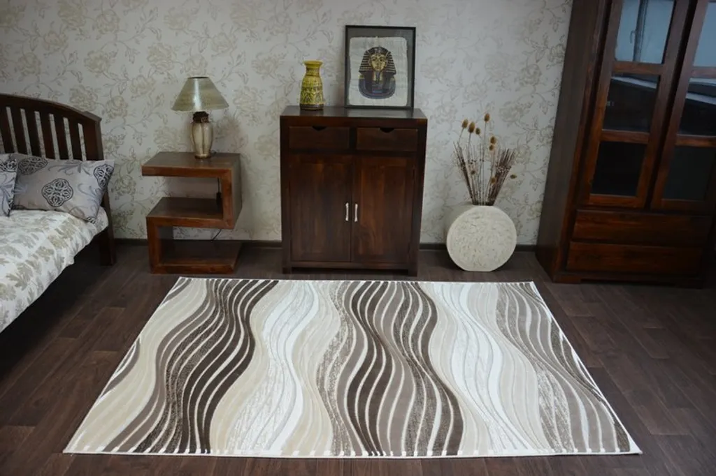 Petit Tapis Décoratif YAZZ Marron et Beige pour Salon et Chambre - 2