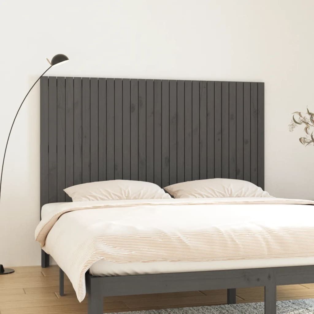 The Living Store Wand-Kopfteil Grau 185x3x110 cm Massivholz Kiefer