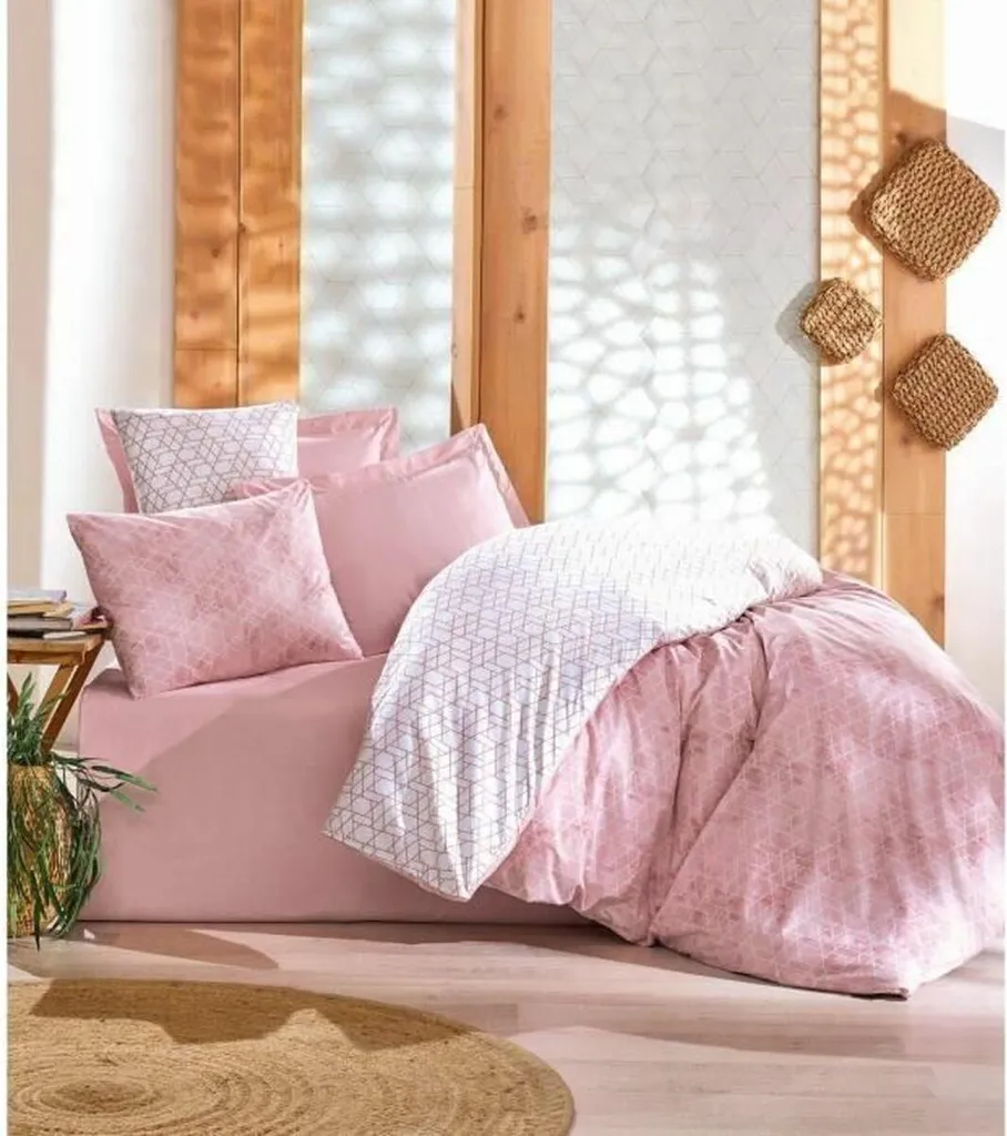 Parure de couette rose 220x240 cm au toucher doux et finition soignée
