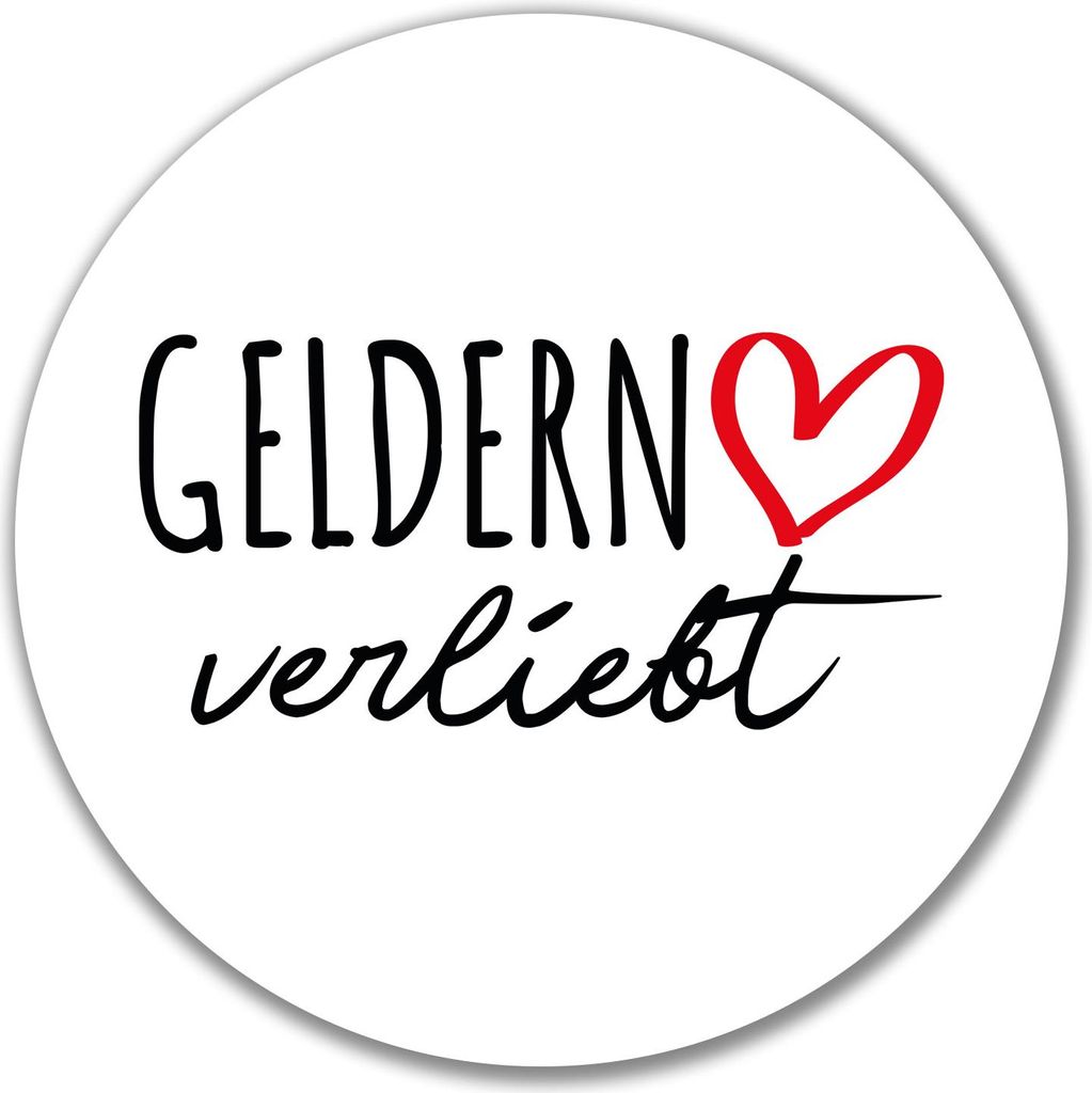 Huuraa Aufkleber Geldern verliebt 10cm rund Sticker Geschenkidee
