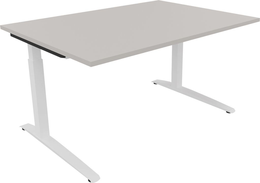 Schreibtisch Kufe Einzels. Quadrat B1400xT1000xH650-850 ws/Lichtgrau