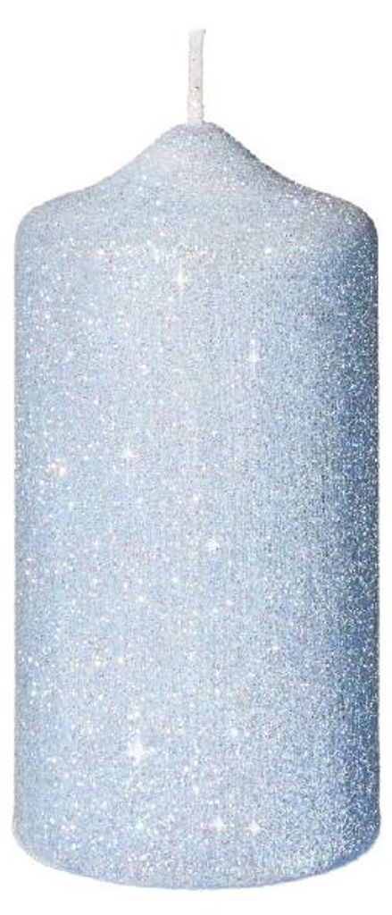 Glamour Glitter Stumpenkerzen Hellblau 150 x Ø 70 mm, 4 Produktbild 