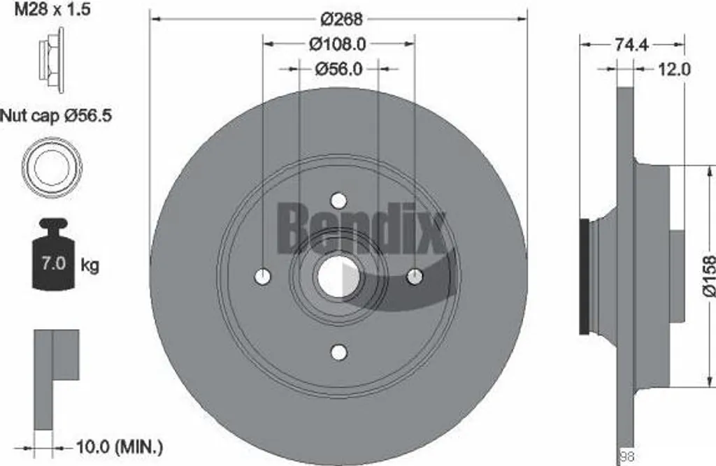 Disque de frein pour rénovation Peugeot 308 et Citroën C4 BENDIX BDS