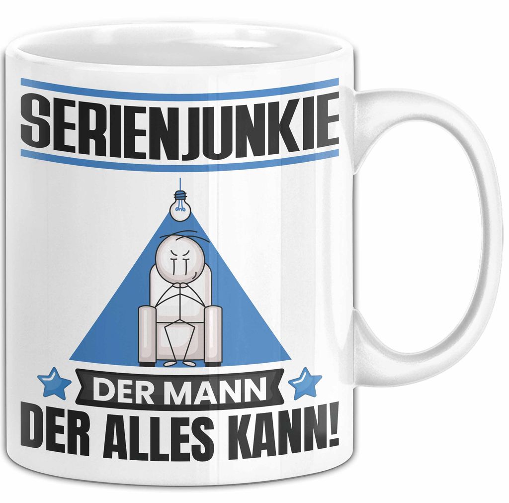 Serienjunkie Tasse Geschenk für Serienjunkie Der Mann Der Alles Kann Geschenkidee zum Geburtstag (Weiß)