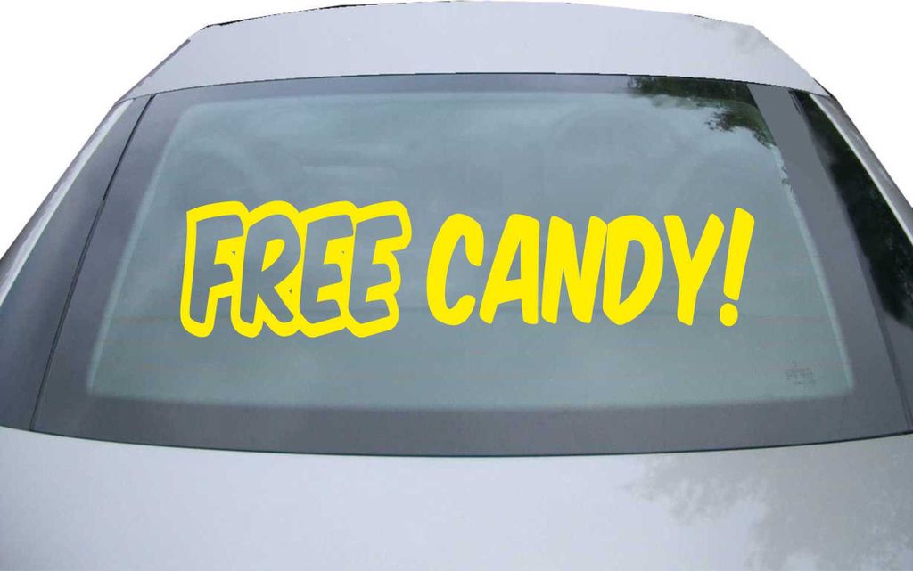 Indigos UG - Aufkleber Heckscheibe & Motorklappe DE2249 - gelb - 600x142 mm - Free Candy - Auto Scheiben Fenster Heckklappe Tuning Racing JDM - Die...