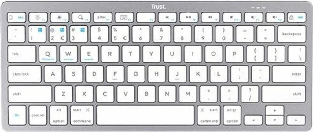 Clavier sans fil Bluetooth compact Trust 24654 Argenté pour PC et Tablette