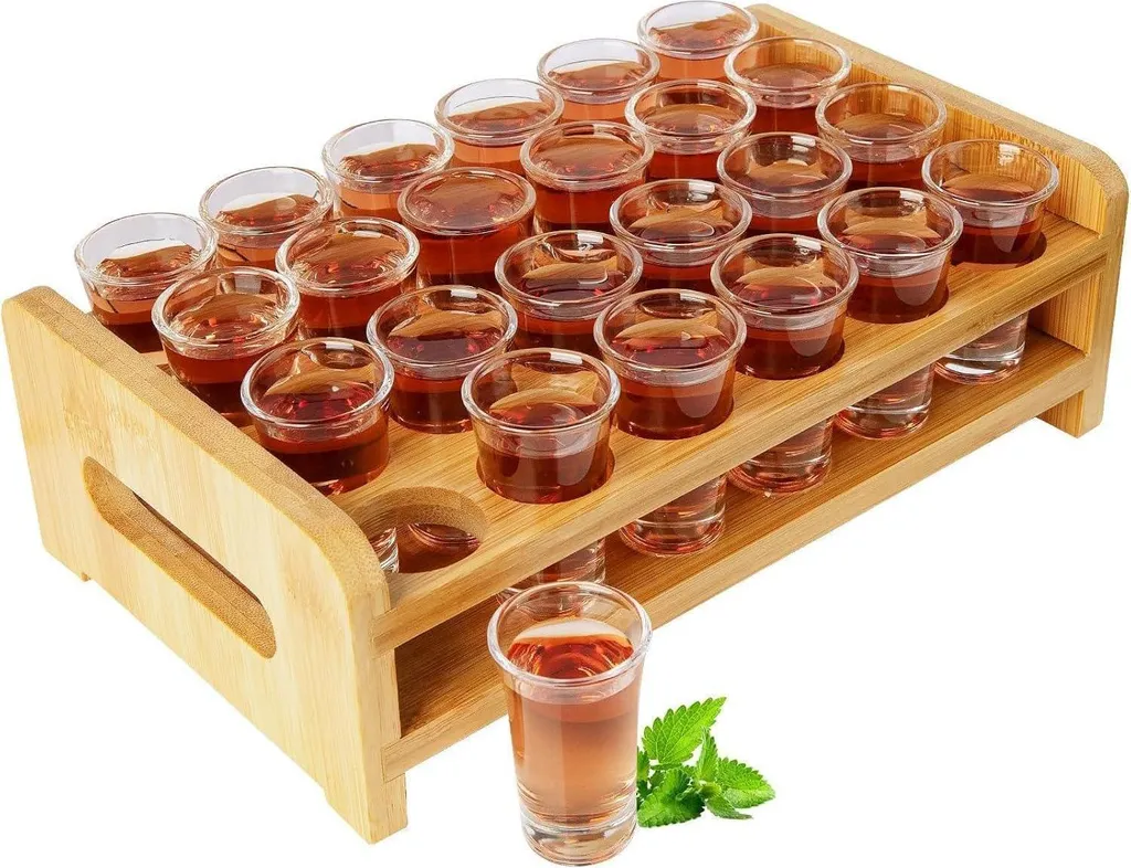 Set 24 Bicchieri Shot con Vassoio in Cristallo | Servizio Bar Luxury