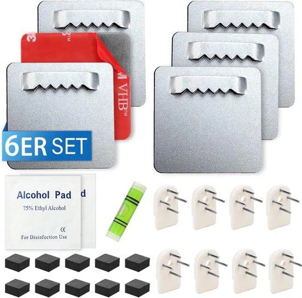 Attaches murales adhésives pour cadres et miroirs lot de 6 supports 4 kg