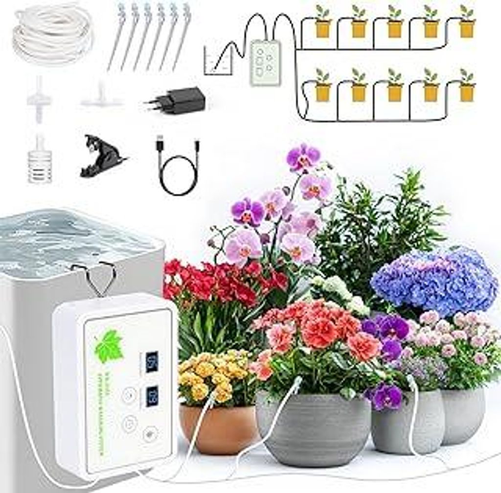 Automatisches Bewässerungssystem Indoor für Garten Pflanzen, Vankarr Automatische Bewässerung mit Pumpe Tropfbewässerungsset Bewässerung Zimme...
