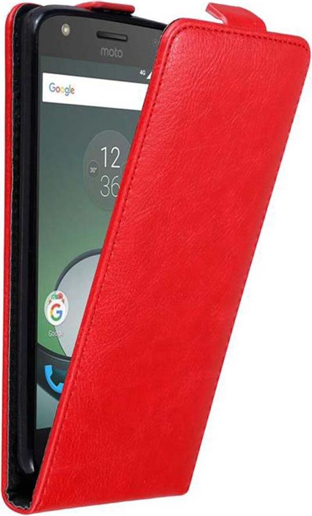 Cadorabo Hülle für Motorola MOTO Z PLAY Schutz Hülle in Rot Flip Etui Handyhülle Case Cover
