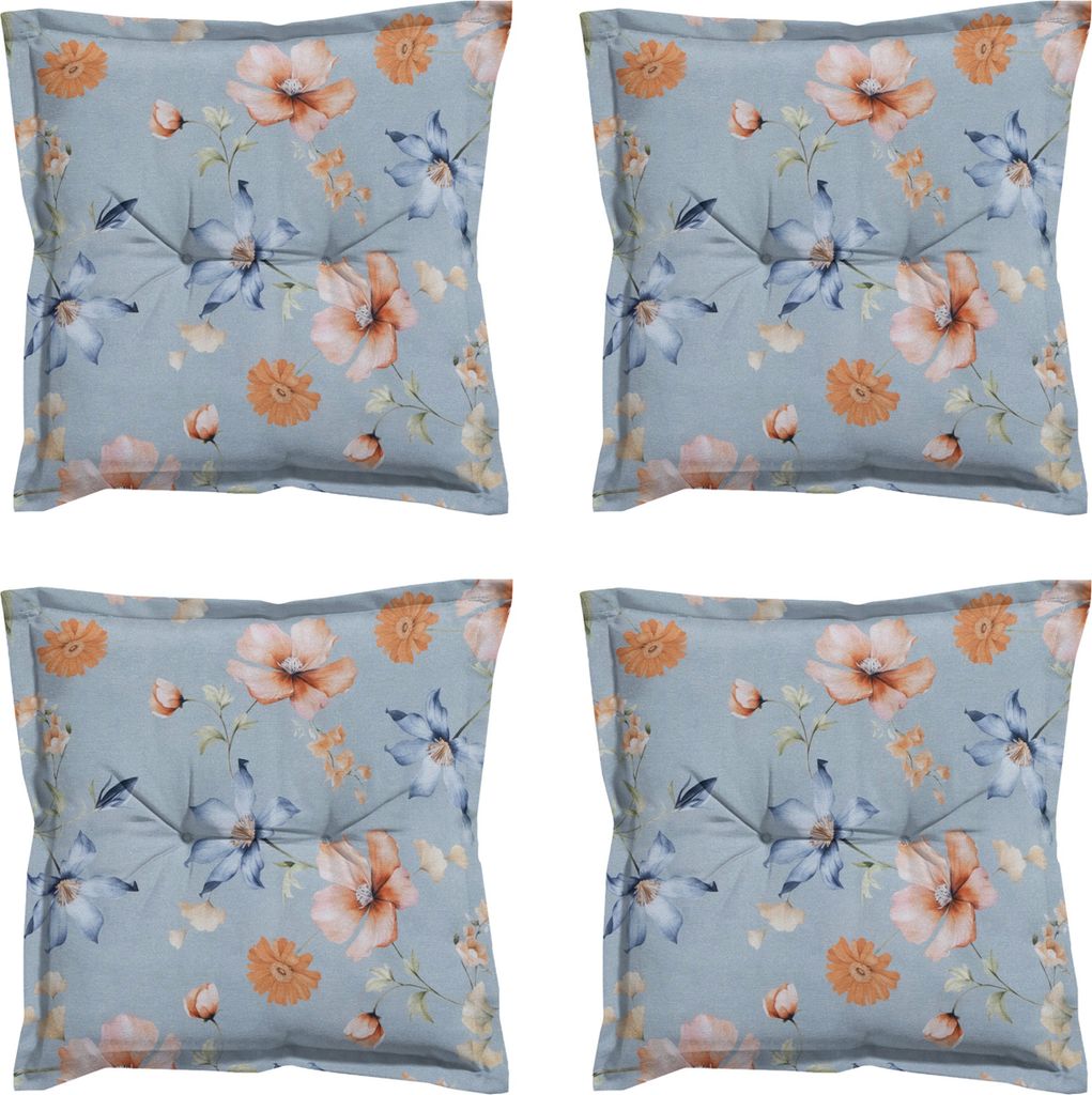 Madison - Sitzkissen Florina blau - Ca. 50x50 cm - 4er-Set