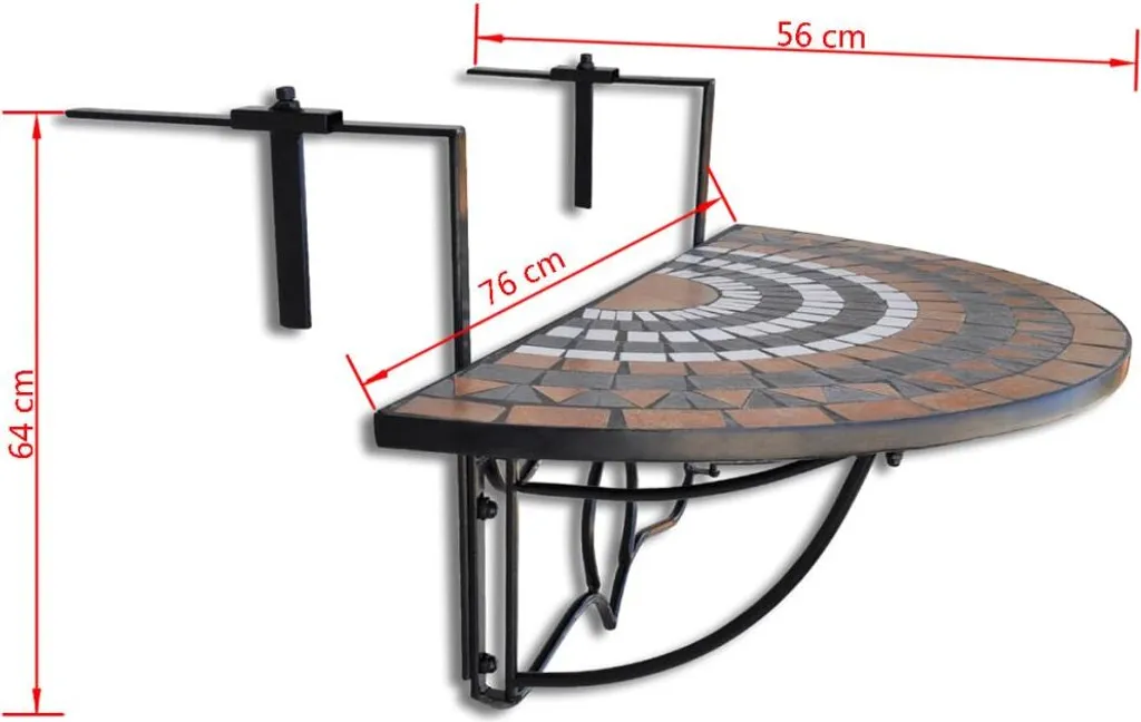 Table suspendue balcon mosaïque terre cuite résistante aux intempéries - 6