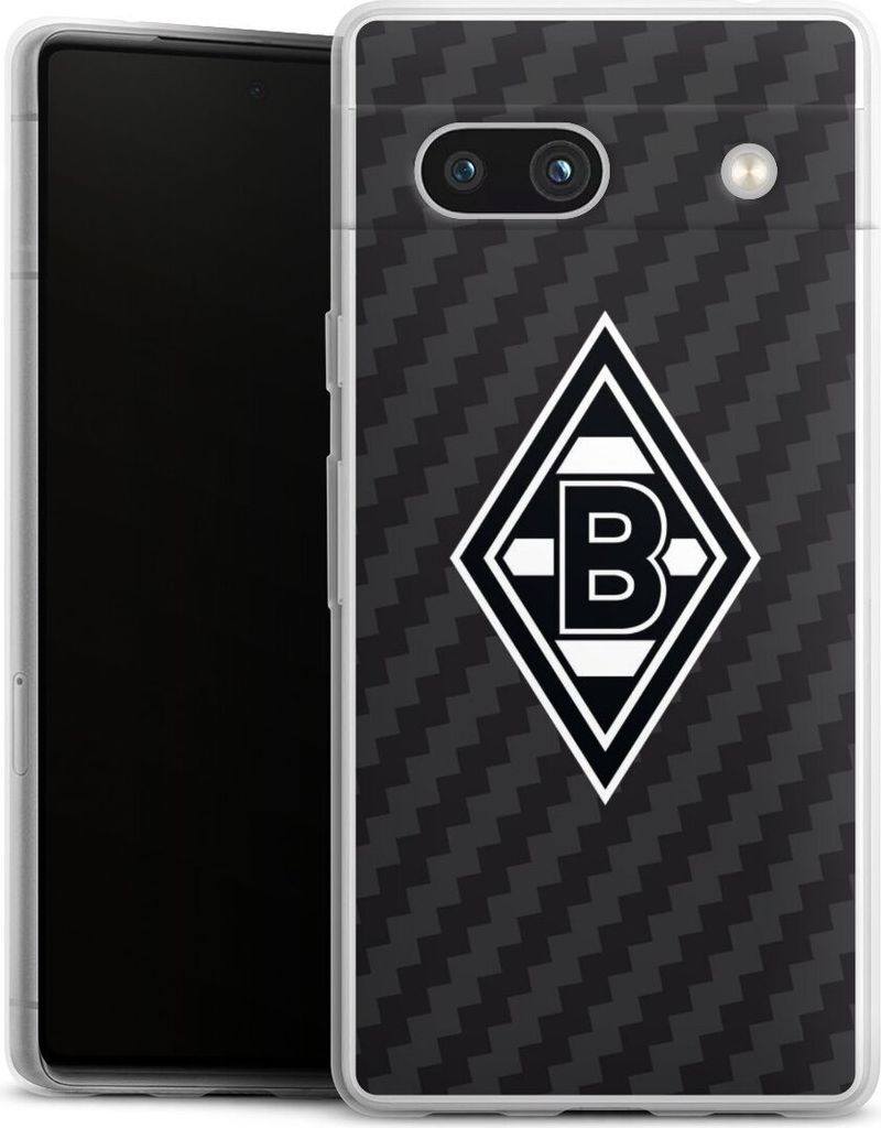 DeinDesign Slim Hülle für Google Pixel 7a Silikon Case Ultra Dünn Handyhülle Borussia Mönchengladbach Carbon Gladbach