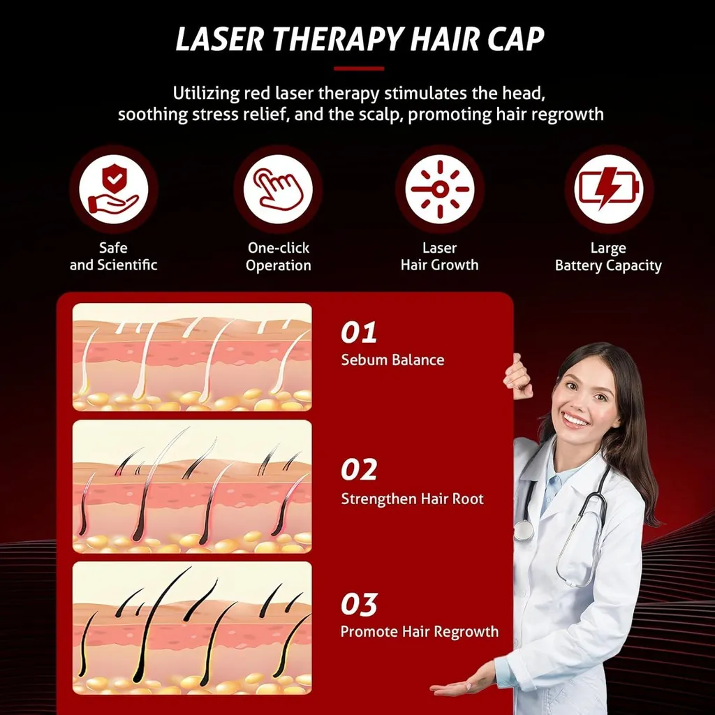 Solution antichute et repousse cheveux laser LLLT - Stop calvitie 1 kit - 5