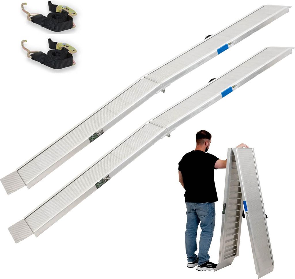 TRUTZHOLM 2 x Alu Auffahrrampe klappbar 307 cm extra lang 900 kg geriffelt Motorradrampen