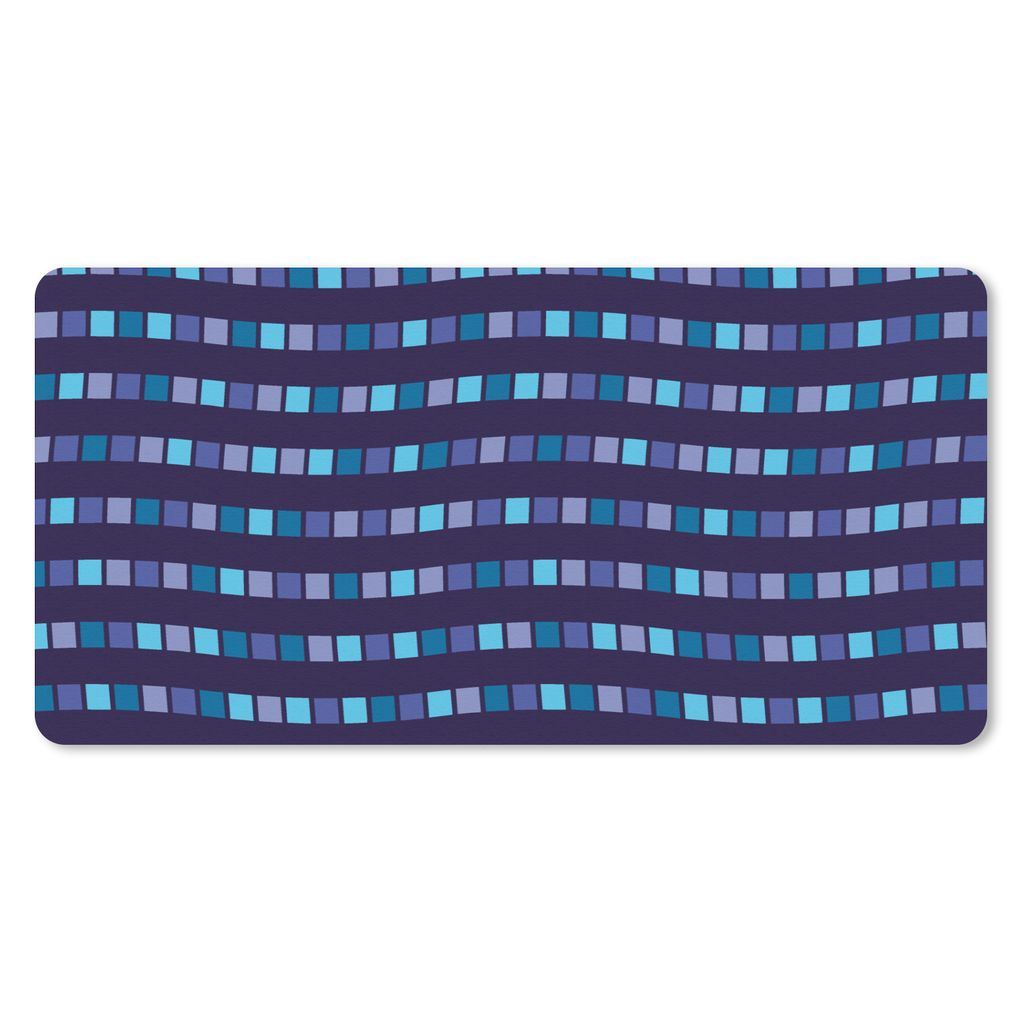 MuchoWow Schreibtischunterlage Blöcke - Wellen - Muster 80x40 cm - XXL Mauspad - Gaming Mauspad