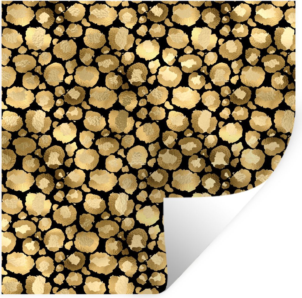 MuchoWow Wandtattoo Wandsticker Wandaufkleber Muster - Pantherdruck - Gold 30x30 cm Selbstklebend und Repositionierbar - Repositionierbar - Wasse...