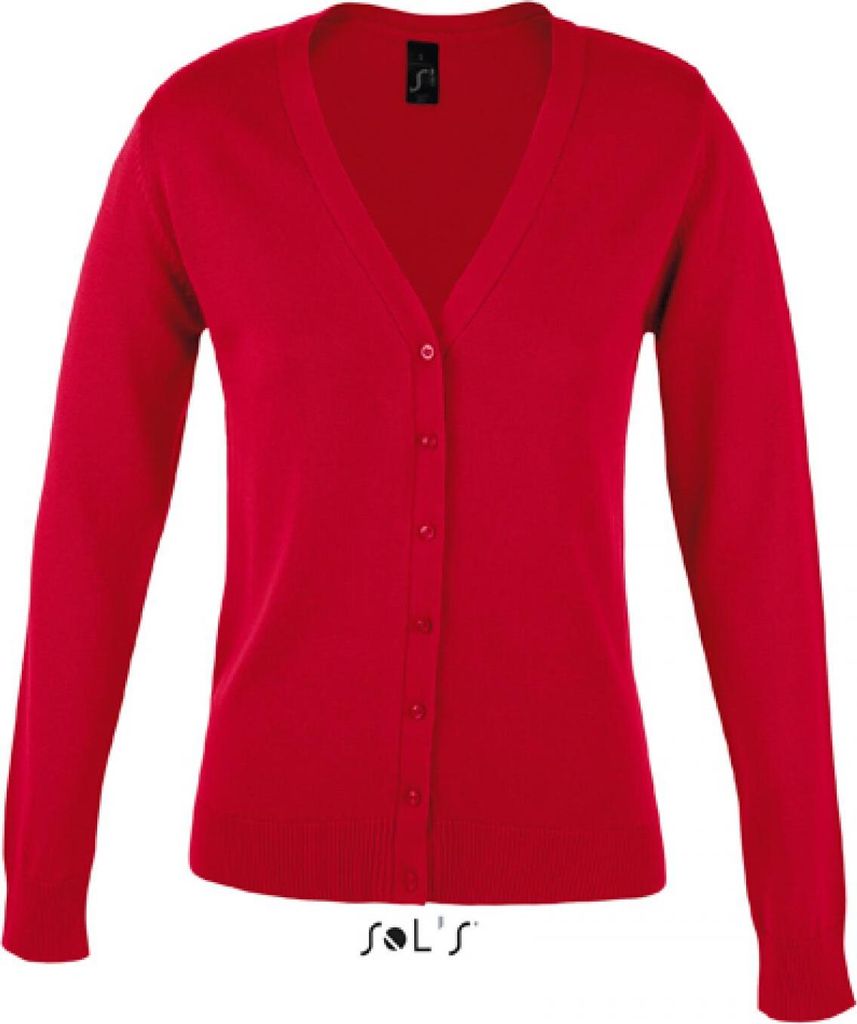 SOLs 90012 | Golden Women V-Neck Knitted Cardigan - Farbe: Red - Größe: XL