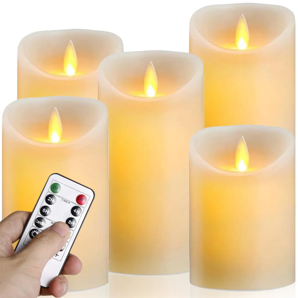 Candele LED Atmosfera Relax 5 Pezzi Telecomandate per Yoga e Spa