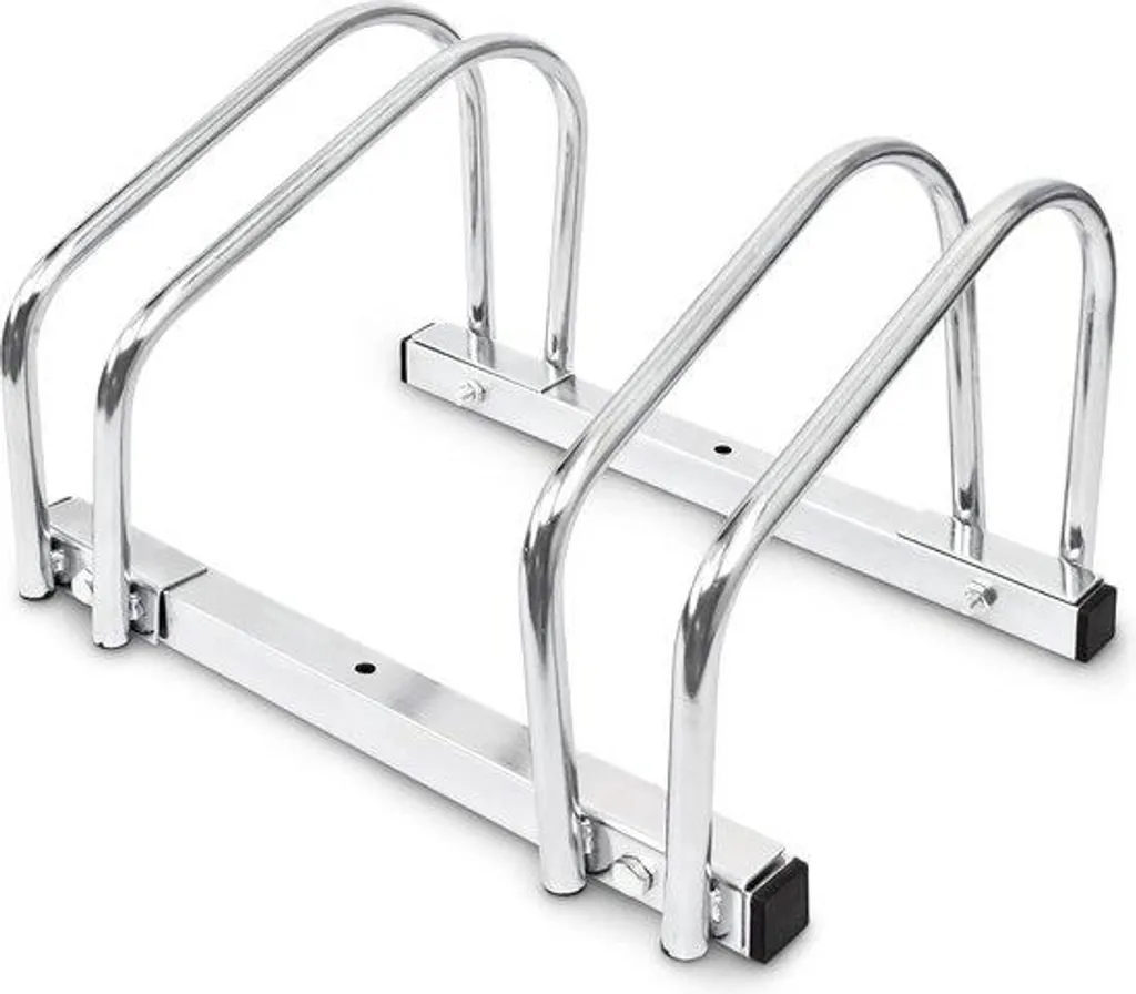 Râtelier pour 2 vélos extérieur en acier chromé - Support de rangement sol