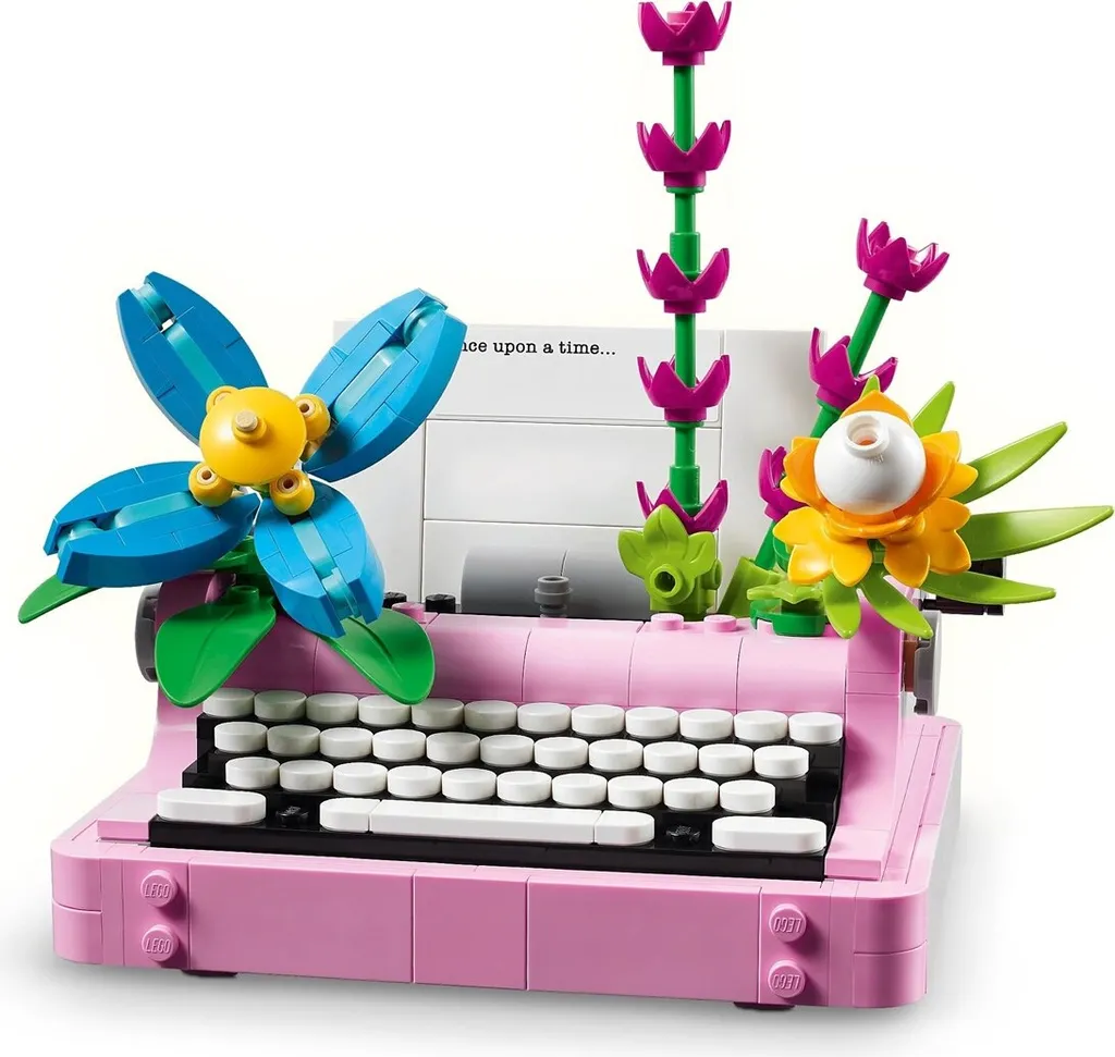 Machine à écrire LEGO Creator 31169 avec fleurs, objet de collection rétro - 21
