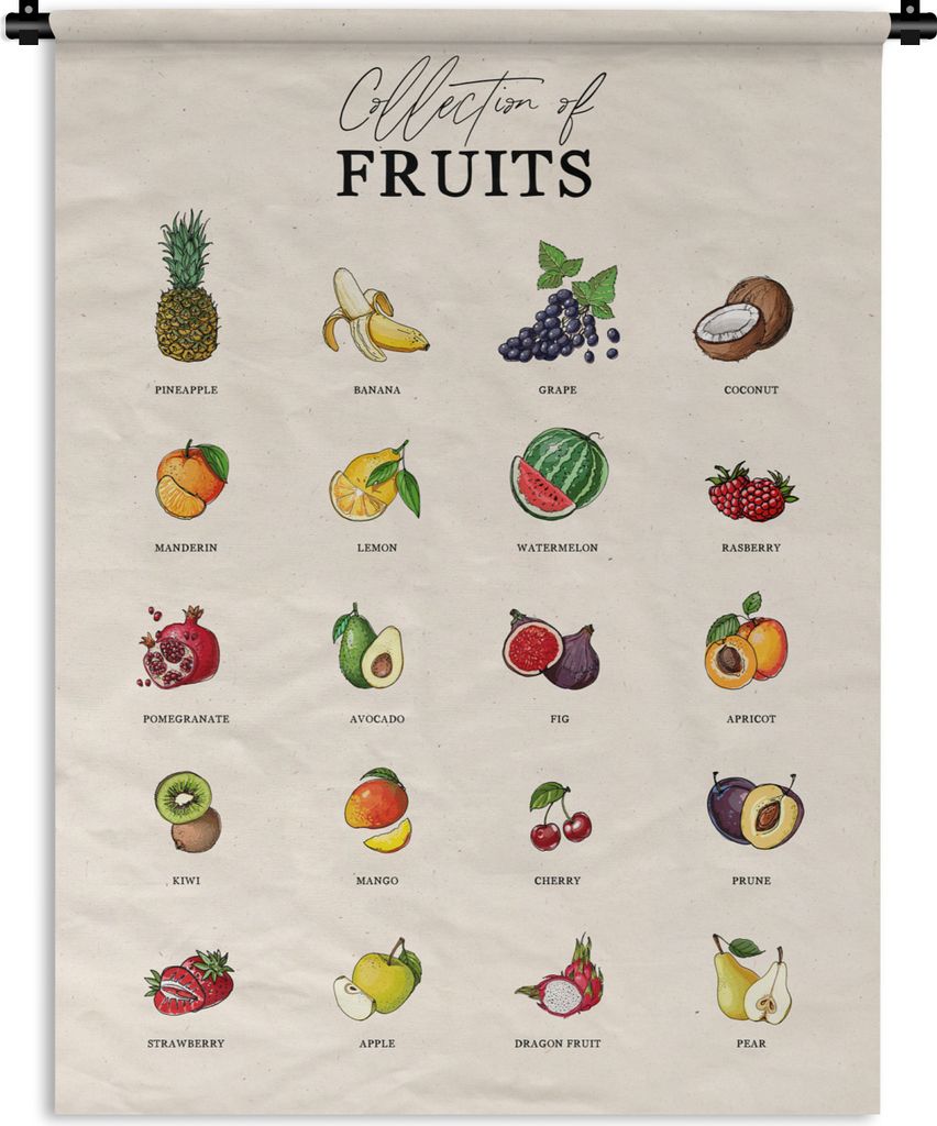 MuchoWow Wandteppich Wandbehang Küche - Obst - Lebensmittel 150x200 cm Tapisserie Dekoration Wandtuch - Wandaufhängung - Moderner